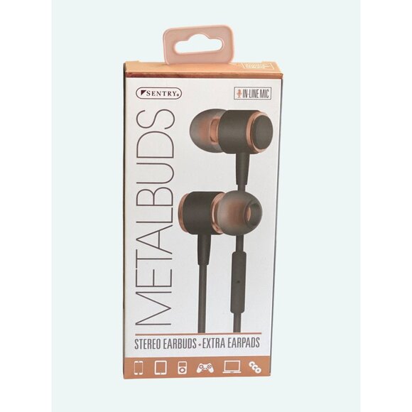 Sentry Metal Stereo Earbuds With Mic & Extra Earpads - Picture 2 of 4